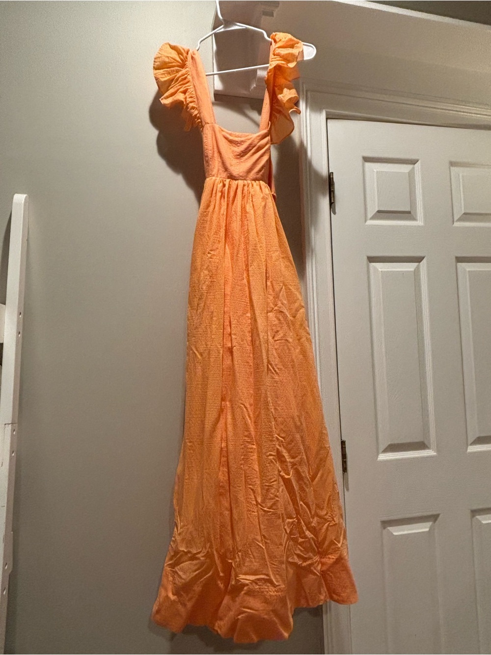 Anthropology- Mable Peach Ruffle-Sleeve Maxi Dress